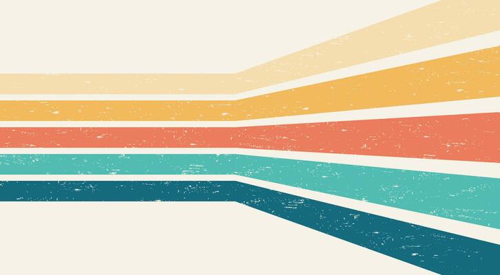 Abstract Colorful vintage 1970 Hippie Retro Minimal stylish wallpaper background of rainbow groovy Wavy Line design with dirty texture. use to cloth, textile, poster, banner, decorative, wall art.