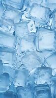 closeup ice cubes in blue tone background photo