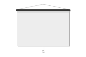 Hanging presentation screen. Empty board or billboard. Screen projector for cinema, movie, games and meetings. slide screen sign. Education empty canvas wall frame for meeting on school or work png