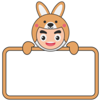 Cute Animal Holding Blank Banner png