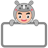 Cute Animal Holding Blank Banner png