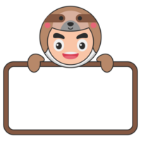 Cute Animal Holding Blank Banner png