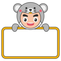 Cute Animal Holding Blank Banner png