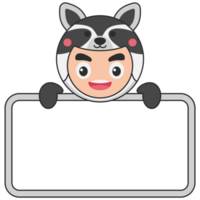 Cute Animal Holding Blank Banner png