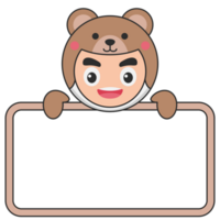 Cute Animal Holding Blank Banner png