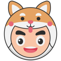 Cute Animal Head Baby Face Avatar Illustration png