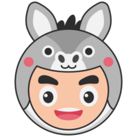 Cute Animal Head Baby Face Avatar Illustration png