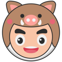 Cute Animal Head Baby Face Avatar Illustration png