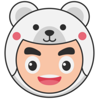 Cute Animal Head Baby Face Avatar Illustration png