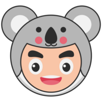 Cute Animal Head Baby Face Avatar Illustration png