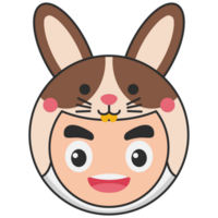 Cute Animal Head Baby Face Avatar Illustration png