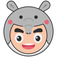 Cute Animal Head Baby Face Avatar Illustration png