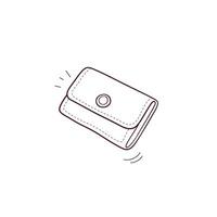 Hand Drawn illustration of wallet icon. Doodle Vector Sketch Illustration