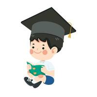 happy kid Graduated student cartoon vector
