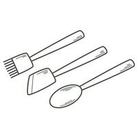 Kitchen spatula doodle sketch style vector