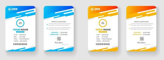 corporate business office id card design set with blue and yellow color. vector