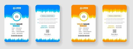 corporate business office id card design set with blue and yellow color. vector