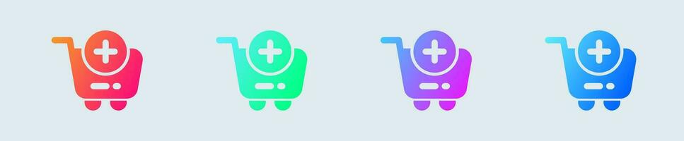 Add cart solid icon in gradient colors. Checkout signs vector illustration.