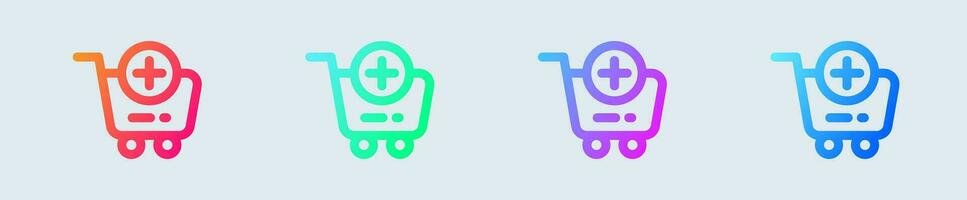 Add cart line icon in gradient colors. Checkout signs vector illustration.