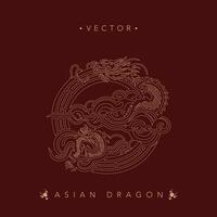 Serpentine Asian Dragon in Ornate Circular Vector Design
