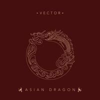 Circular Dragon Motif in Traditional Asian Style vector