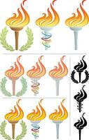 Flaming Torch Set vector