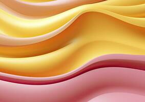 AI generated Pink and Yellow Pattern 3d Wavy Line Abstract Colorful Background photo