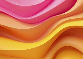 AI generated Pink and Yellow Pattern 3d Wavy Line Abstract Colorful Background photo