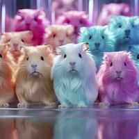 AI generated A Colorful Herd of Guinea Pigs in a Variety of Charming Colors photo
