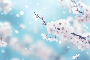 ai generado primavera festival Cereza flores adornar el en ciernes Cereza árbol foto