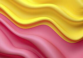 AI generated Pink and Yellow Pattern 3d Wavy Line Abstract Colorful Background photo