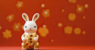 AI generated Chinese new year, year of the rabbit festival celebration background photo