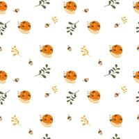 Autumn forest seamless pattern with cute animals vector