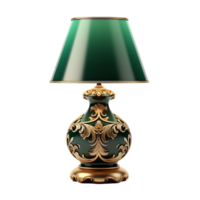 AI generated Decorated green charistmas table lamp isolated on a transparent background png