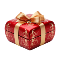AI generated Red decorated Christmas gift box isolated on a transparent background png