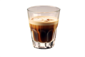 ai generiert geschichtet Latté Macchiato im klar Glas png