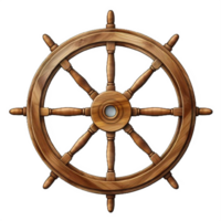 AI generated Set of Vintage Wooden Ship Steering Wheels Isolated on transparent background png