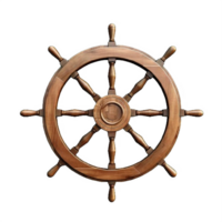 AI generated Set of Vintage Wooden Ship Steering Wheels Isolated on transparent background png