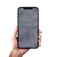 ai generiert Mensch Hand halten Smartphones mit leer Bildschirme isoliert auf transparent Hintergrund png