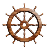 AI generated Set of Vintage Wooden Ship Steering Wheels Isolated on transparent background png