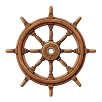 AI generated Set of Vintage Wooden Ship Steering Wheels Isolated on transparent background png
