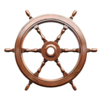 AI generated Set of Vintage Wooden Ship Steering Wheels Isolated on transparent background png