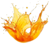 ai generado vibrante naranja jugo chapoteo con Fresco mitades en transparente antecedentes. ai generativo png