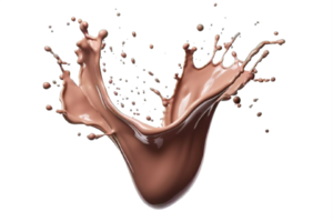 AI generated Dynamic Chocolate and Milk Splashes Isolated on transparent background png