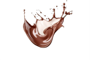 AI generated Dynamic Chocolate and Milk Splashes Isolated on transparent background png