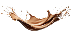 AI generated Dynamic Chocolate and Milk Splashes Isolated on transparent background png