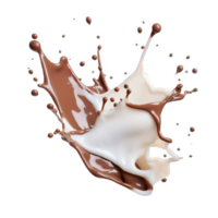 AI generated Dynamic Chocolate and Milk Splashes Isolated on transparent background png