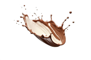 AI generated Dynamic Chocolate and Milk Splashes Isolated on transparent background png