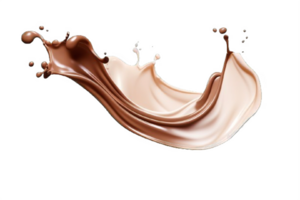 ai généré dynamique Chocolat et Lait éclaboussures isolé sur transparent Contexte png