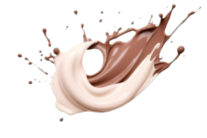 AI generated Dynamic Chocolate and Milk Splashes Isolated on transparent background png